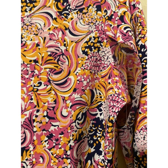 NWT IBKUL Marissa Paisley Quarter Zip Pullover Sz XS Hot Pink Floral Long Sleeve - Picture 8 of 13